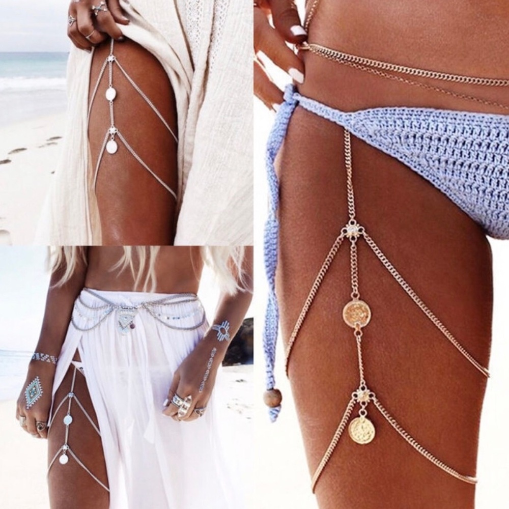 ☀️SALE☀️ Silver Tassel Boho Leg Chain - Picture 2 of 4